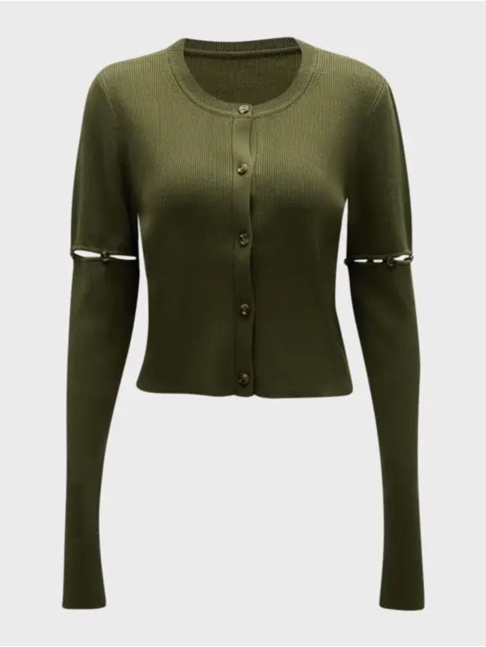 ADEAM Olive Green Cropped Button Cardigan - Picture 2 of 4